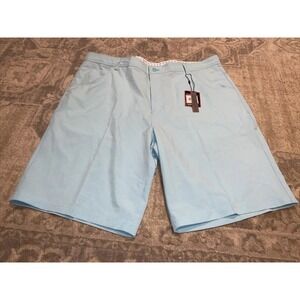 New Short Par 4 Golf Men's Casual Flat Front Shorts Size 38 Blue Stretch
